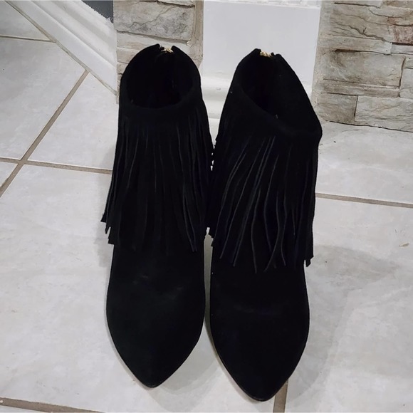 Chinese Laundry Arctic Fringed Ankle Boots‎ Wedges black Suede women's size 10 - Picture 3 of 8
